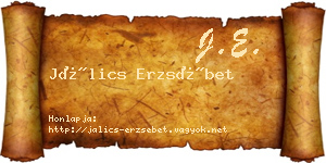 Jálics Erzsébet névjegykártya